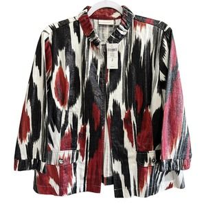 NWT Chicos Allegra Open Jacket Aztec Pattern Size 2 / US 12 / L Metallic Shimmer